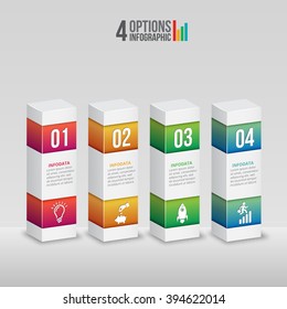 Vector infographic design template. Business concept with 4 options, parts, steps or processes. Can be used for workflow layout, diagram, number options, web design. 