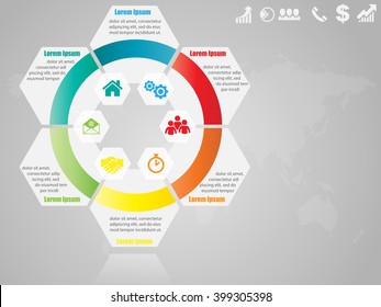 Vector infographic design template with business icons, prototype with step by step solution, concept for your work, eps 10