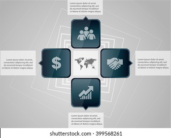 Vector infographic design template with business icons, prototype with step by step solution, concept for your work, eps 10