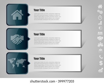 Vector infographic design template with business icons, prototype with step by step solution, concept for your work, eps 10
