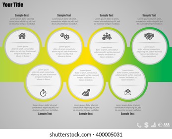 Vector infographic design template with business icons, prototype with step by step solution, timeline, concept for your work, eps 10, modern style of card 