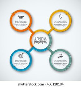 Vector infographic design template. Business concept with 4 options, parts, steps or processes. Can be used for workflow layout, diagram, number options, web design. Data visualization.