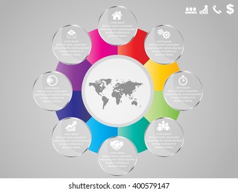 Vector infographic design template with business icons, prototype with step by step solution, concept for your work, eps 10, modern style of card 