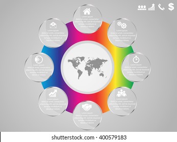 Plantilla de diseño de infografía vectorial con iconos de negocio, prototipo con solución paso a paso, concepto para su trabajo, cepa 10, estilo moderno de tarjeta 