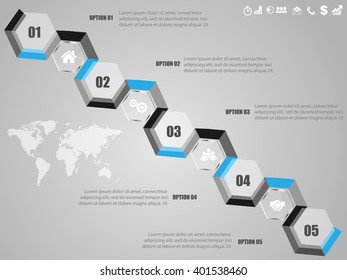Vector infographic design template with business icons, prototype with step by step solution, timeline, concept for your work, eps 10, modern style of card 