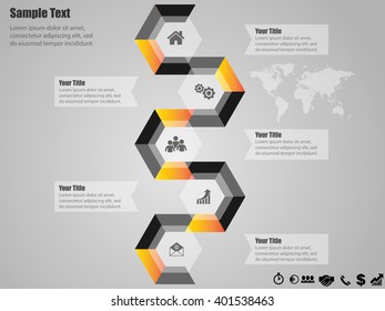 Vector infographic design template with business icons, prototype with step by step solution, timeline, concept for your work, eps 10, modern style of card 