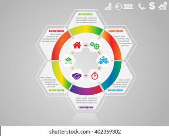 Vector infographic design template with business icons, prototype with step by step solution, concept for your work, eps 10