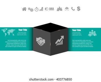 Vector infographic design template with business icons, prototype with step by step solution, concept for your work, eps 10, modern style of card 