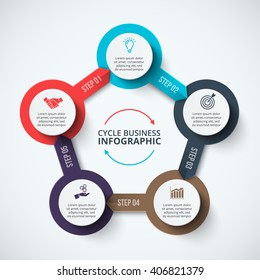 Vector infographic design template. Business concept with 5 options, parts, steps or processes. Can be used for workflow layout, diagram, number options, web design. Data visualization.