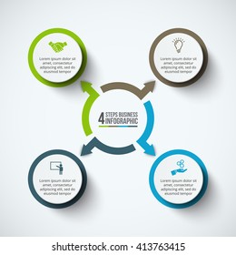 Vector infographic design template. Business concept with 4 options, parts, steps or processes. Can be used for workflow layout, diagram, number options, web design. Data visualization.