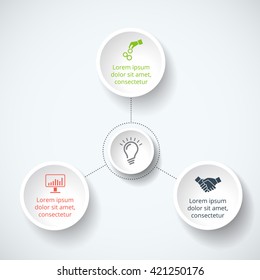 Vector infographic design template. Business concept with 3 options, parts, steps or processes. Can be used for workflow layout, diagram, number options, web design. Data visualization.