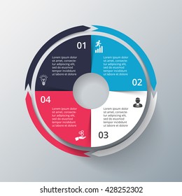 Vector infographic design template. Business concept with 4 options, parts, steps or processes. Can be used for workflow layout, diagram, number options, web design. Data visualization.
