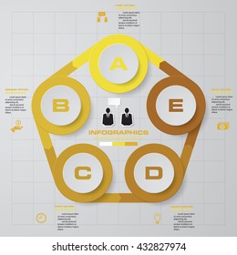 Vector infographic design template. Business concept with 5 options, parts, steps or processes. Can be used for workflow layout, diagram, number options, web design. Data visualization.