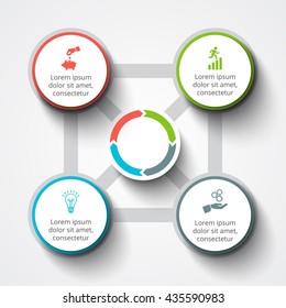 Vector infographic design template. Business concept with 4 options, parts, steps or processes. Can be used for workflow layout, diagram, number options, web design. Data visualization.