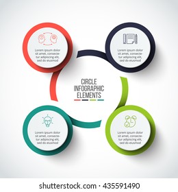 Vector infographic design template. Business concept with 4 options, parts, steps or processes. Can be used for workflow layout, diagram, number options, web design. Data visualization.