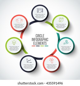Vector infographic design template. Business concept with 7 options, parts, steps or processes. Can be used for workflow layout, diagram, number options, web design. Data visualization.