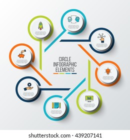 Vector infographic design template. Business concept with 8 options, parts, steps or processes. Can be used for workflow layout, diagram, number options, web design. Data visualization.