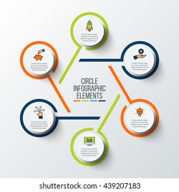 Vector infographic design template. Business concept with 6 options, parts, steps or processes. Can be used for workflow layout, diagram, number options, web design. Data visualization.