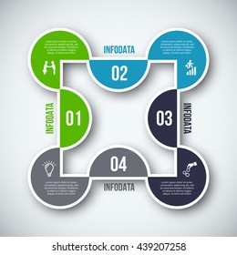 Vector infographic design template. Business concept with 4 options, parts, steps or processes. Can be used for workflow layout, diagram, number options, web design. Data visualization.