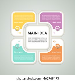 Vector infographic design template. Business concept with 4 options, parts, steps or processes. Can be used for workflow layout, diagram, number options, web design. Data visualization.