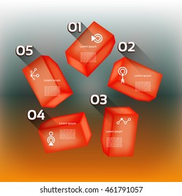Vector infographic design template. Business concept with 5 options, parts, steps or processes. Can be used for workflow layout, diagram, number options, web design. Data visualization.
