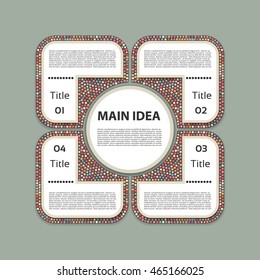 Vector infographic design template. Business concept with 4 options, parts, steps or processes. Can be used for workflow layout, diagram, number options, web design. Data visualization.