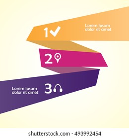 Vector infographic design template. Business concept with three as a rectangle with an area for text options, parts, steps or processes and symbols. Diagram, number options, web design.