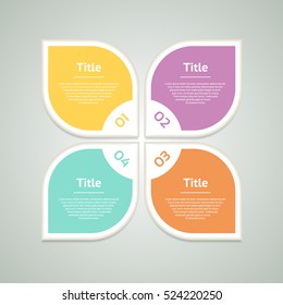 Vector infographic design template. Business concept with 4 options, parts, steps or processes. Can be used for workflow layout, diagram, number options, web. Data visualization.
