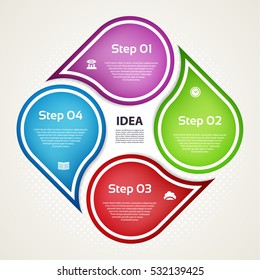 Vector infographic design template. Business concept with 4 options, parts, steps or processes. Can be used for workflow layout, diagram, number options, web. Data visualization.