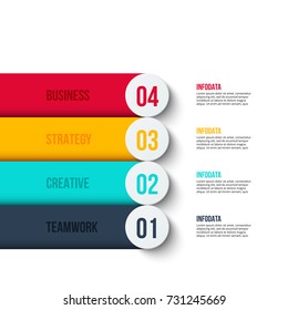 Vector infographic design template. Business concept with 4 options, parts, steps or processes. Can be used for workflow layout, diagram, number options, web design. Data visualization.