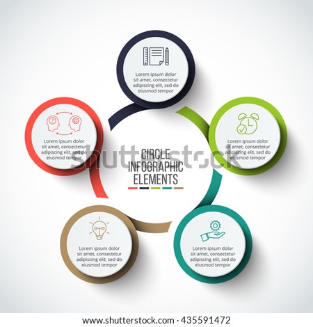 Vector infographic design template. Business concept with 5 options, parts, steps or processes. Can be used for workflow layout, diagram, number options, web design. Data visualization.