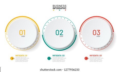 Vector Infographic design template with circle processes. Timeline with 3 options. Can be used for business process step, diagram, report, plan, info graph.