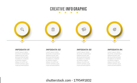 Vector infographic design template with circle and icon. Business concept with 4 options or steps. Can be used for  workflow diagram, info chart, web design.