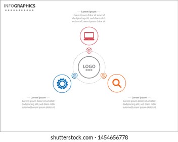 Vector infographic design template. diagram, number options, web design. Data visualization. Business concept with 3 options, parts, steps or processes. Abstract business infographics step options.