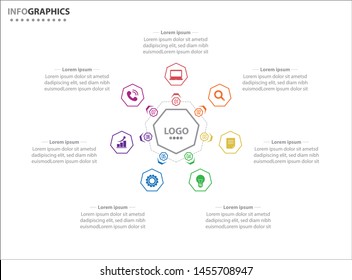 Vector infographic design template. diagram, number options, web design. Data visualization. Business concept with 7 options, parts, steps or processes. Abstract business infographics step options.