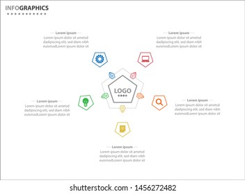 Vector infographic design template. diagram, number options, web design. Data visualization. Business concept with 5 options, parts, steps or processes. Abstract business infographics step options.