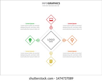 Vector infographic design template. diagram, number options, web design. Data visualization. Business concept with 4 options, parts, steps or processes. Abstract business infographics step options.