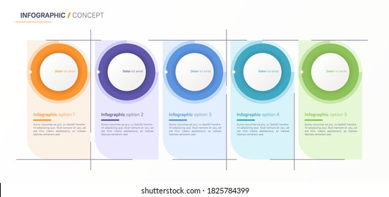Vector infographic design template. Five options, steps, levels.