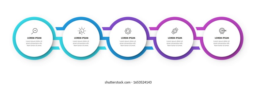 Vector Infographic design template with icnos and 5 options or steps.  Can be used for process diagram, presentations, workflow layout, banner, flow chart, info graph.