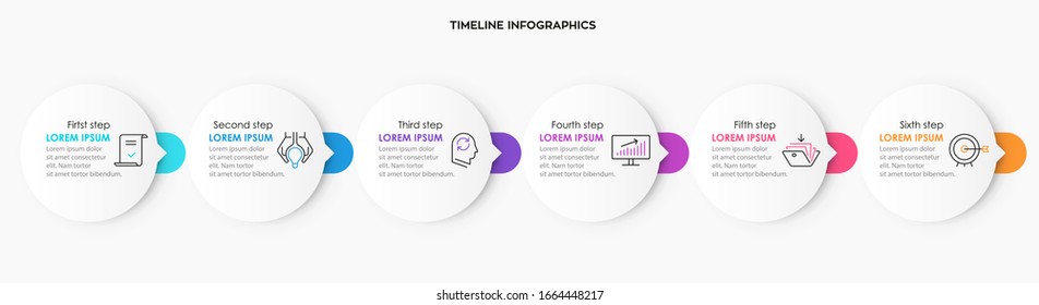 Vector Infographic design template with icnos and 6 options or steps.  Can be used for process diagram, presentations, workflow layout, banner, flow chart, info graph.