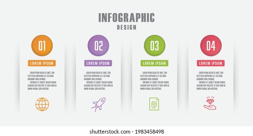 Plantilla de diseño de infografía vectorial con icono 4 paso. Elemento de diseño para la presentación.