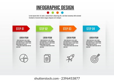 Vector infographic design template with icon 4 step. Modern infographic design template presentation.