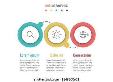 Vector Infographic design template with icons and 3 options or steps.  Can be used for process diagram, presentations, workflow layout, banner, flow chart, info graph.
