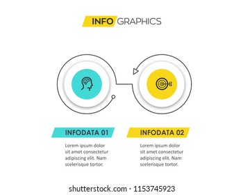 Vector Infographic design template with icons and 2 options or steps. Infographics for business concept. Can be used for presentations banner, workflow layout, process diagram, flow chart, info graph