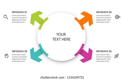 Vector Infographic design template with icons and 4 options or steps.  Can be used for process diagram, presentations, workflow layout, banner, flow chart, info graph.