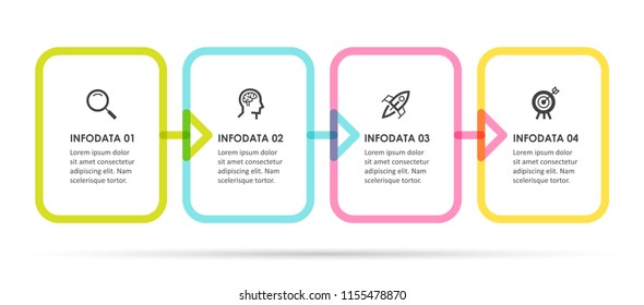 Vector Infographic design template with icons and 4 options or steps. Infographics for business concept. Can be used for presentations banner, workflow layout, process diagram, flow chart, info graph