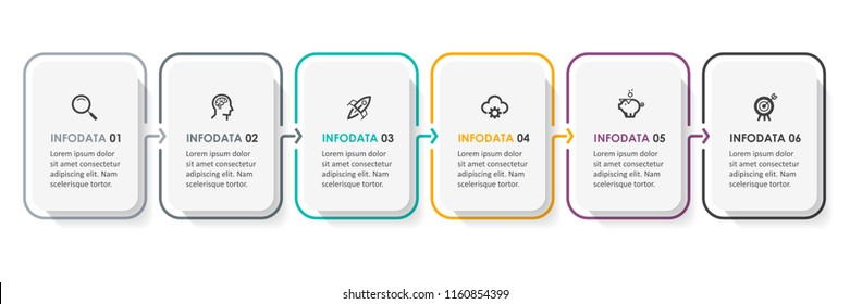 Vector Infographic design template with icons and  6 options or steps. Infographics for business concept. Can be used for presentations banner, workflow layout, process diagram, flow chart, info graph