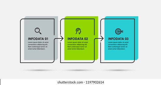Vector Infographic design template with icons and 3 options or steps.  Can be used for process diagram, presentations, workflow layout, banner, flow chart, info graph.