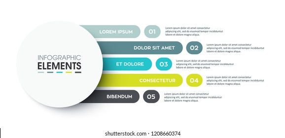 Vector Infographic design template with icons and 5 options or steps. Business concept.  Can be used for process diagram, presentations, workflow layout, banner, flow chart, info graph.