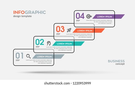 Vector Infographic design template with icons and 4 options or steps.  Can be used for process diagram, presentations, workflow layout, banner, flow chart, info graph.